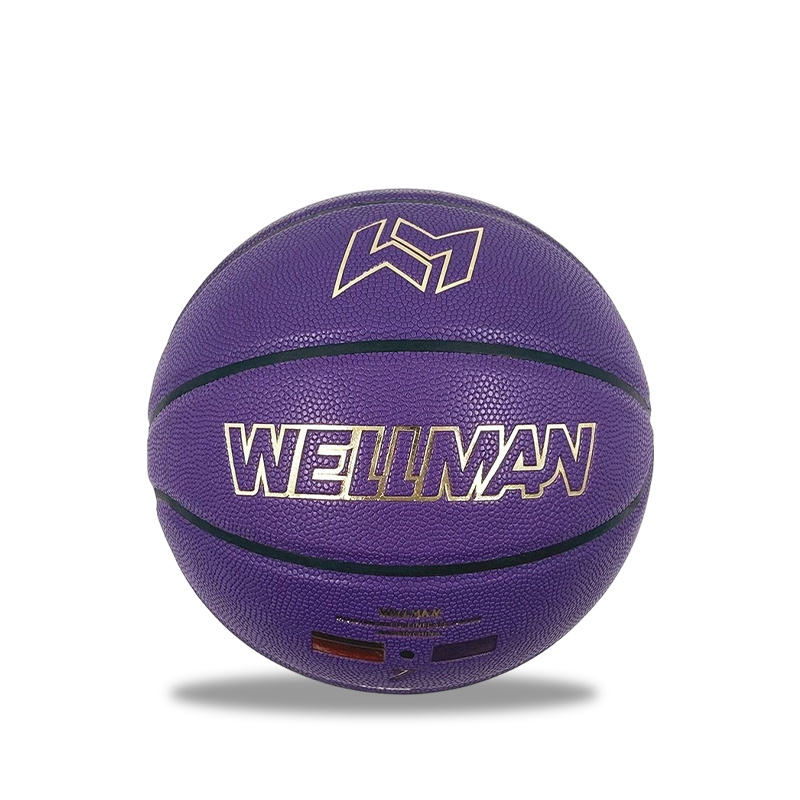 Purple Moisture Absorbing PU Premium Lleather Custom Logo Color 7 League Llevel Basketball Ball