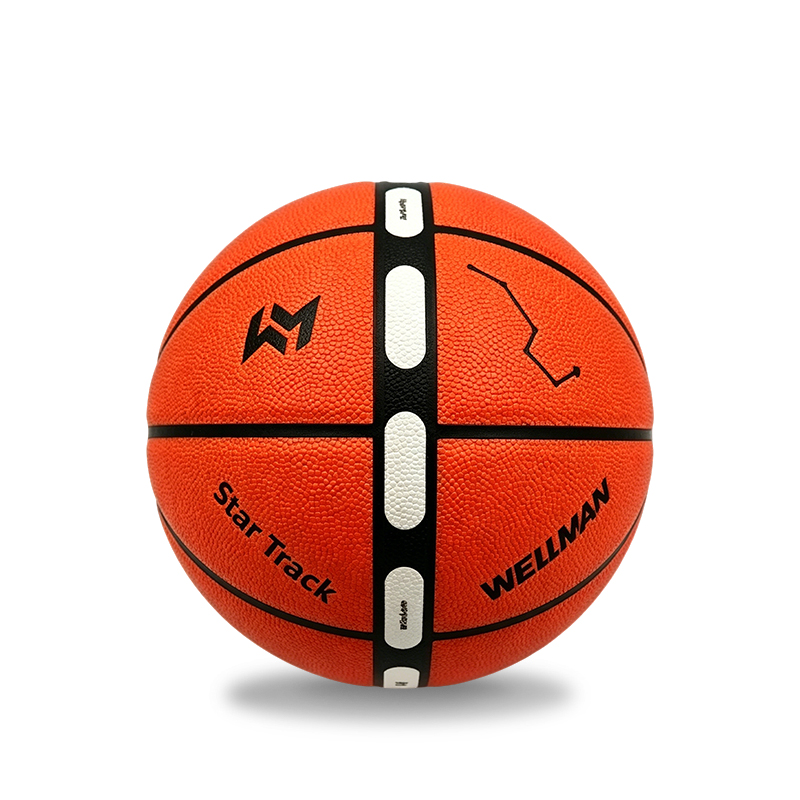 16 Panel Half Split PU Basketball With Groove Stickers For Flight Trajectory Training