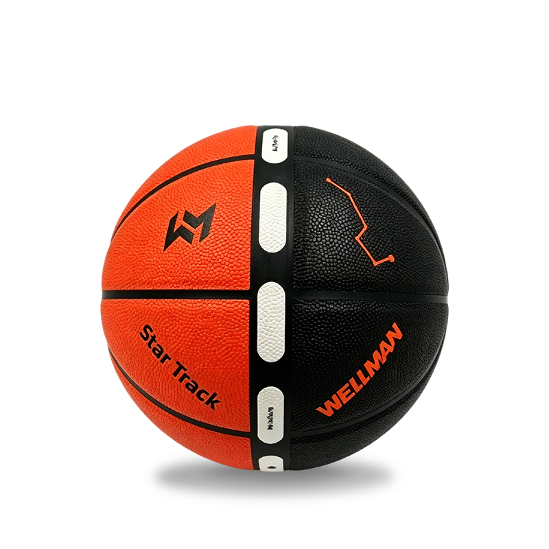 16 Panel Half Split PU Basketball With Groove Stickers For Flight Trajectory Training